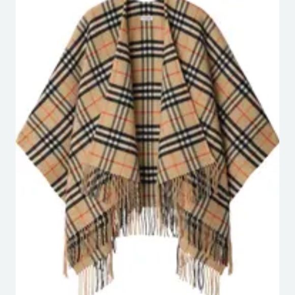V. Frans Brown Red Plaid Ruana Wrap Fringe Poncho shawl Fall preppy Western - Picture 1 of 7